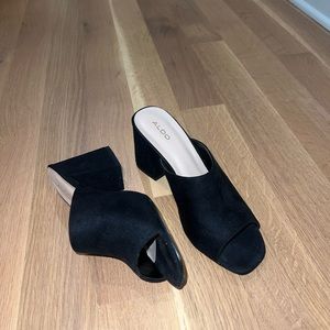 Aldo black suede block heel